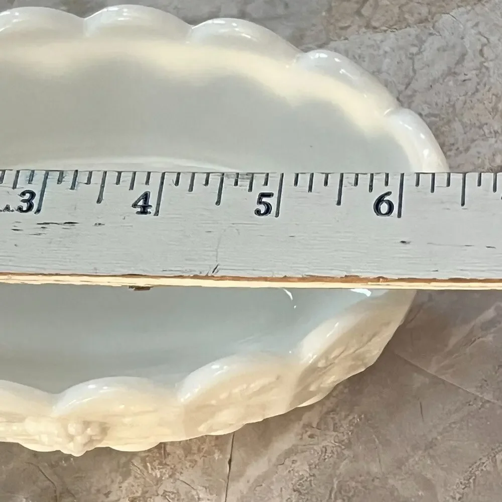Westmoreland Milk Glass White Paneled Grape Candy Nut Dish 6.5 in